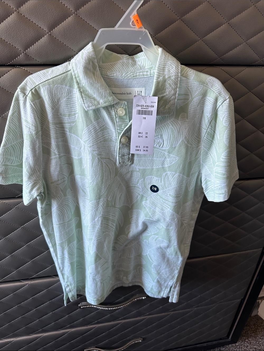 abercrombie kids Light Mint Green Leaf-Print Polo Shirt